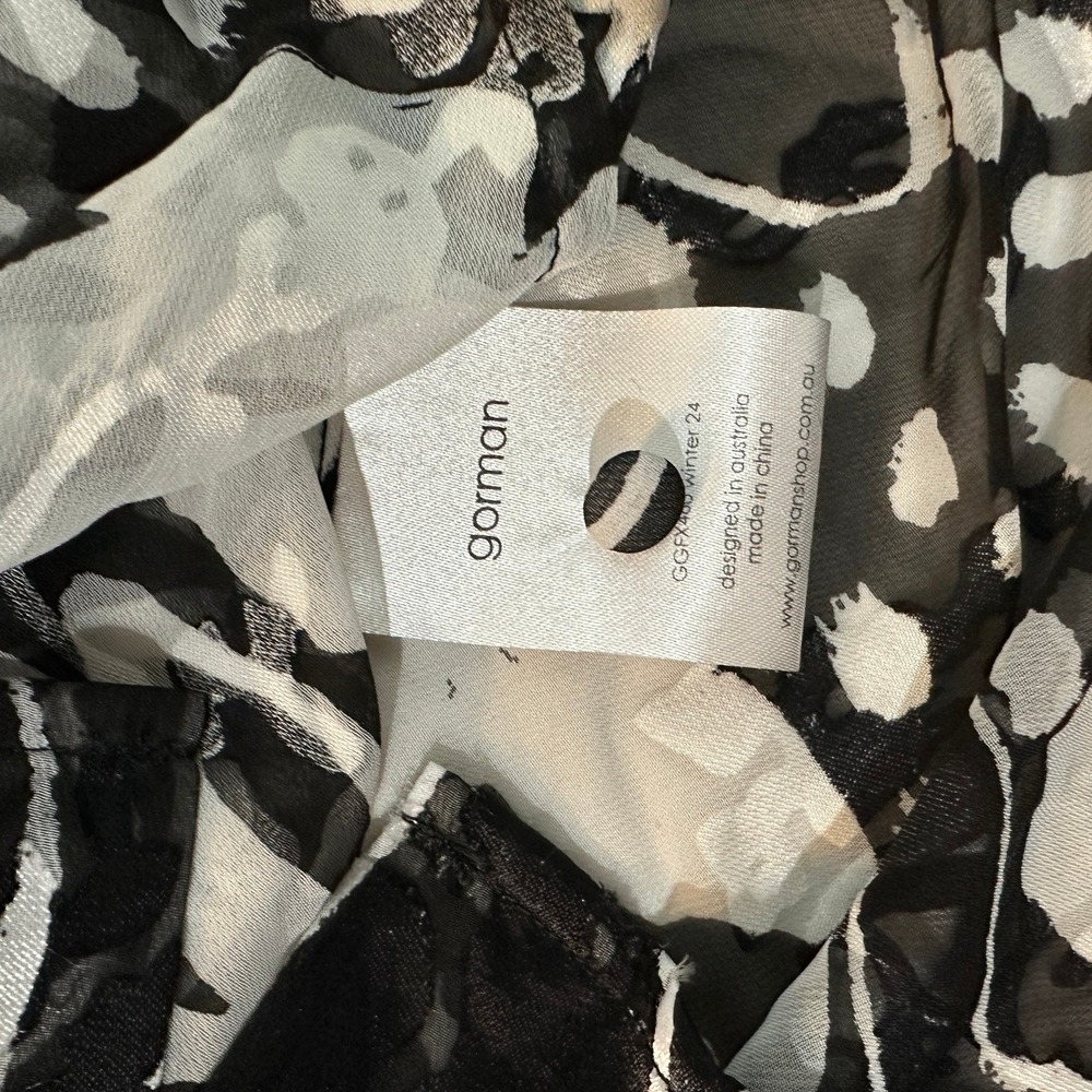 Gorman Black White Floral Burnout Devore Sheer Button Down Shirt Womens 10 - Picture 5 of 6